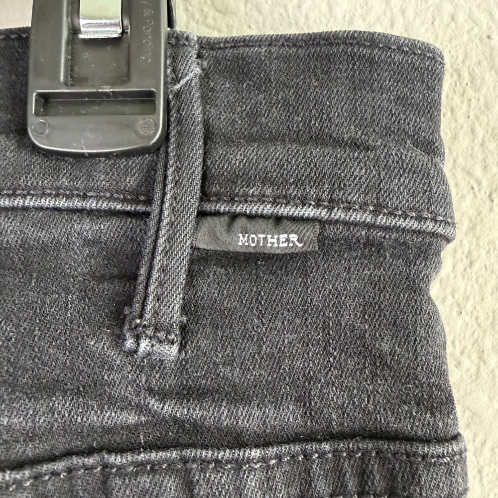 MOTHER Hustler Fray Ankle Jeans Black High Rise Flare Womens 30 - Picture 11 of 13